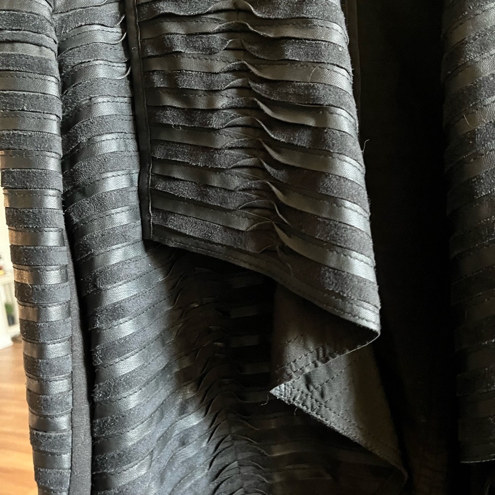 Cache Textured Leather Jacket - Draped Ruffles - image 8